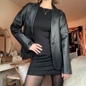 monterey bay vintage genuine leather black blazer